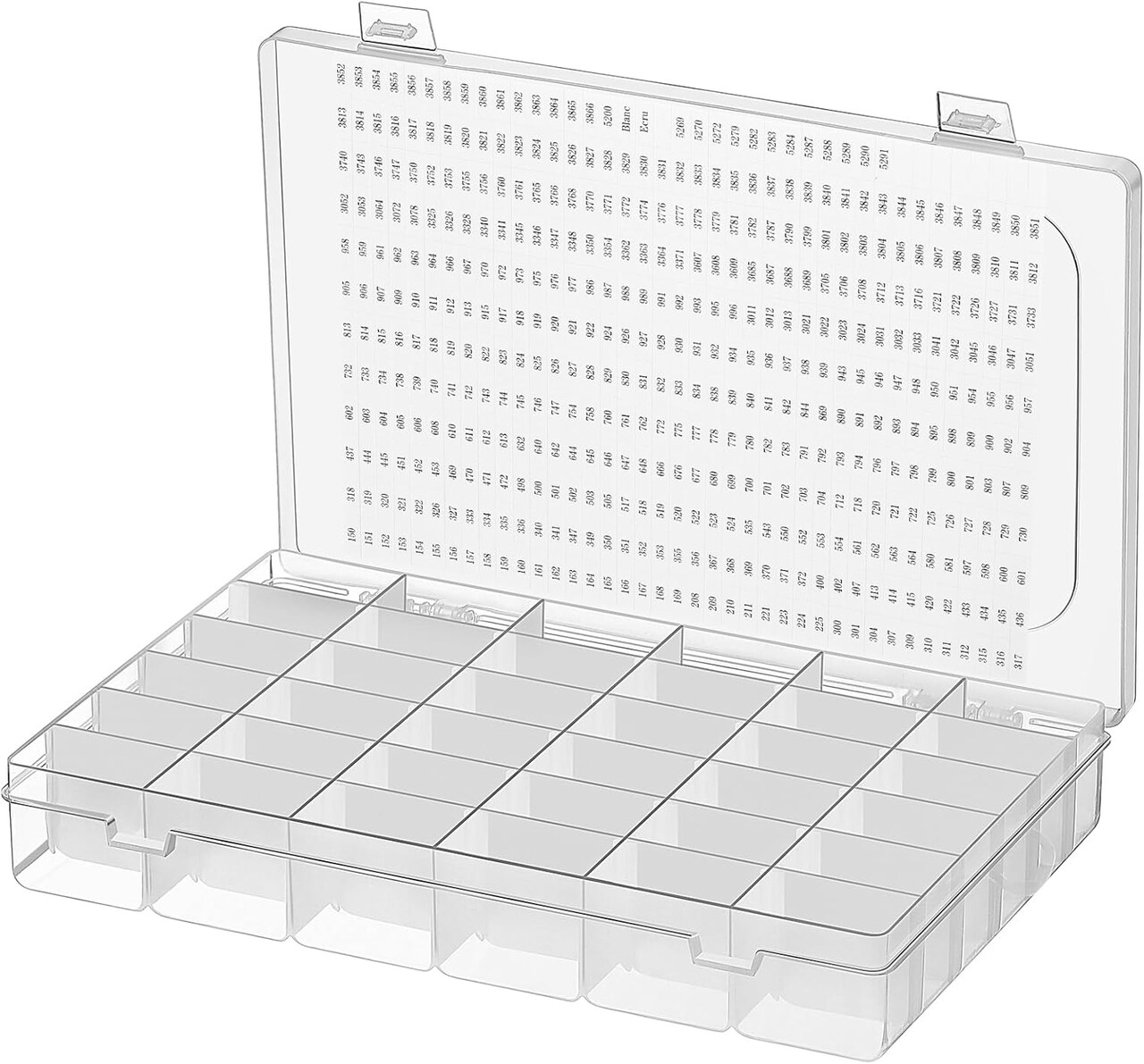 Embroidery Floss Organizer Box Set, Includes Compartments Cross Stitch Organizer Box, Plastic Floss Bobbins and 1790 Number Stickers for Thread Sewing, 4 Sets(36 Grids,100 Pcs)